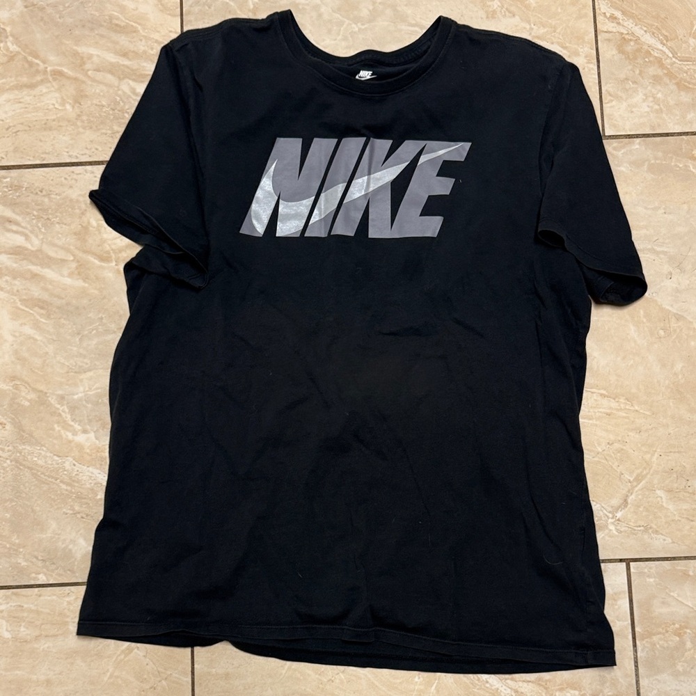 Nike Black Tee with Metallic Silver Logo